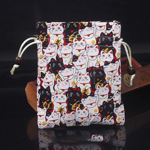 Chinese Style Rectangle Cloth Printed Drawstring Gift Bags PW-WG9C527-21-1