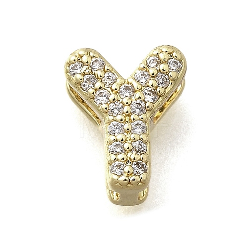 Brass Micro Pave Cubic Zirconia Letter Pendants KK-D295-32G-25-1