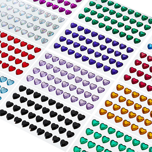 AHADERMAKER 20 Sheets 20 Colors Transparent Acrylic Rhinestone Stickers DIY-GA0004-49-1