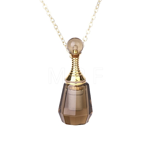 Natural Smoky Quartz Perfume Bottle Pendant Necklace PW-WG2A891-03-1