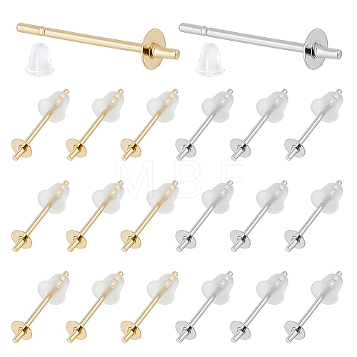 Unicraftale 200Pcs 2 Color 304 Stainless Steel Stud Earring Findings STAS-UN0055-93-1