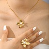 304 Stainless Steel with Plastic Pearl Pendant Necklaces & Rings FS-WGC34D6-03-4