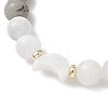 Natural Selenite & Labradorite & Black Tourmaline & Shell Beaded Stretch Bracelets for Women X-BJEW-JB13084-3