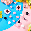 1Bag Sunflower & Round Silicone Focal Beads SIL-TA0003-42-5