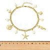 Ocean Natural Pearl & 304 Stainless Steel Starfish Sea Horse Shell Shape Charm Anklets for Women AJEW-AN00826-01-4