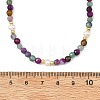 Dyed & Heated Faceted Round Natural Agate and Cultured Freshwater Pearl Beaded Necklaces for Women NJEW-JN06240-04-4