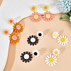 4 Pairs 4 Colors Acrylic Sunflower Dangle Stud Earrings EJEW-AN0002-99-5
