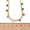 304 Stainless Steel Flat Snake Chain Necklaces with Square Cubic Zirconia NJEW-P355-02G-02-5