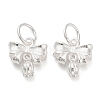 925 Sterling Silver Bowknot with Flower Charms STER-P071-10S-1