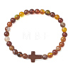 Natural Banded Agate Beaded Stretch Bracelets BJEW-JB13406-2