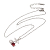Brass Pave Clear and Red Cubic Zirconia Cherry Pendant 304 Stainless Steel Cable Chain Necklaces for Women NJEW-H092-05P-4