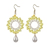Brass Glass Beads Dangle Earrings EJEW-MZ00764-3