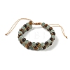Adjustable Woven Imitation Green Quartz & Natural Tiger Eye Braided Bead Anklets for Women AJEW-D071-01E-1