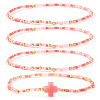 4Pcs Bohemian Summer Cross & Glass Seed Bead Beaded Stretch Bracelet Sets BE5944-3-1