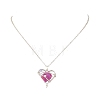 5Pcs 5 Colors Electroplated Natural Quartz Heart Copper Wire Wrapped Pendant Brass Cable Chain Necklaces for Women NJEW-TA00256-3