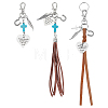 3Pcs Alloy & Synthetic Turquoise & Faux Suede Cord & Flat Imitation Leather Pendant Decorations HJEW-BC00122-1