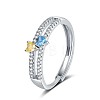 Brass Micro Pave Cubic Zirconia Adjustable Rings for Women PW-WG8A4DE-01-1