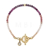 Gradient Natural Mixed Stone Faceted Round Beaded Bracelets BJEW-JB14398-02-3