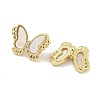 Brass Pave Clear Cubic Zirconia Butterfly Connector Charms with Sea Shell KK-Q820-13G-2