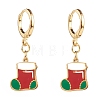Brass Huggie Hoop Earrings for Christmas EJEW-JE04509-05-1