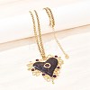 304 Stainless Steel Enamel Heart Pendant Wheat Chain Necklaces NJEW-P430-04B-G-1