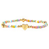 Summer Stainless Steel Heart Alphabet Colorful Glass Seed Beaded Stretch Bracelets for Women JV8929-35-1