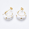 Brass Enamel Stud Earrings EJEW-T014-08G-05-NF-2