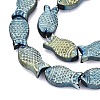 Full Plated Frosted Electroplate Glass Fish Beads Strands EGLA-M001-B01-3