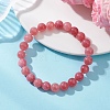 Natural Quartz Imitation Strawberry Quartz Beaded Stretch Bracelets for Women BJEW-JB13141-1