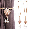 Cloth Flower & Plastic Pearl & Cotton Cord Curtain Tiebacks AJEW-TAC0038-38B-1