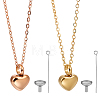 2Pcs 2 Colors 304 Stainless Steel Heart Urn Ashes Necklaces NJEW-CN0001-28B-1