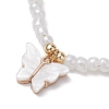 Butterfly Alloy Acrylic Charm Bracelets BJEW-JB10487-01-3