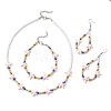 Starfish Synthetic Turquoise & Glass Beaded Bracelets & Earrings & Necklaces SJEW-JS01369-2