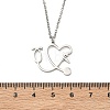 304 Stainless Steel Heart Shaped Stethoscope Pendant Necklaces for Women NJEW-B158-03P-3