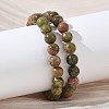 Natural Unakite Round Beaded Stretch Bracelets GG-CBA12F1-02A-07-1