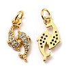 Rack Plating Brass Micro Pave Cubic Zirconia Pendants KK-F856-06G-1