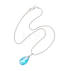Ocean Alloy Sea Animal and Faceted Glass Teardrop Pendant Brass Round Snake Chain Necklaces for Women NJEW-JN05915-02-5