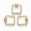Brass Micro Pave Clear Cubic Zirconia Screw Carabiner Lock Charms ZIRC-T010-06G-1
