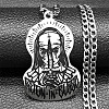 201 Stainless Steel Odin Rune Cross Nun Pendant Twisted Chain Necklaces for Men NJEW-S440-03A-AS-1