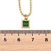 304 Stainless Steel Pave Cubic Zirconia Green Pendant Ball Chain Necklaces for Women NJEW-B083-02G-02-3