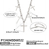 304 Stainless Steel Micro Pave Clear Cubic Zirconia Multi Religion Cross Pendant Bib Necklaces for Women WG70985-01-1