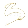 Adjustable 304 Stainless Steel & Natural Shell Butterfly Heart Pendant Cable Chain Lariat Necklaces for Women NJEW-JN06250-3