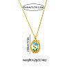 201 Stainless Steel Rhinestone and Enamel Colorful Oval with Butterfly Pendant Necklaces for Women FS-WGC8FD6-01-2