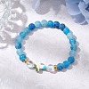 Synthetic Moonstone & Frosted Natural Weathered Agate Beads Stretch Bracelets for Women BJEW-JB11333-03-1