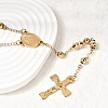 304 Stainless Steel Rosary Bead Necklaces Cross Virgin Pendant Necklaces NJEW-P348-01G-3