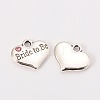 Wedding Theme Antique Silver Tone Tibetan Style Heart with Bride to Be Rhinestone Charms LS-TIBEP-N005-10B-1