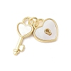Brass Pave Natural White Shell Pendants KK-S522-15G-1