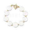 Shell Pearl & Brass Beaded Bracelets for Women BJEW-JB13780-01-3