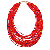 Bohemian Style Glass Seed Beaded Multilayer Necklaces & Teardrop Dangle Earrings Sets WGC1230-01-2