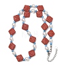 Dyed Natural Lava Rock & Round Synthetic Turquoise & Imitation Pearl Beaded Necklaces GG-CBA922D-07C-4